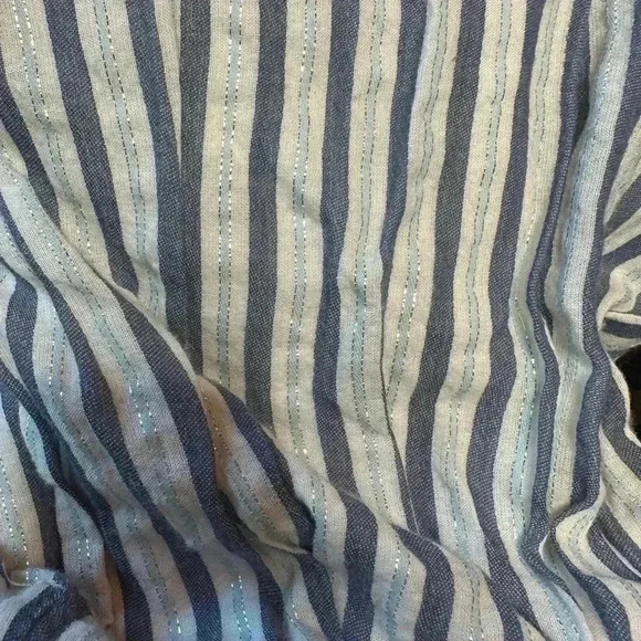 Old Navy Pleated Denim Stripe,Tiffany Blue Stripe, metallic silver stripe - Picture 5 of 7